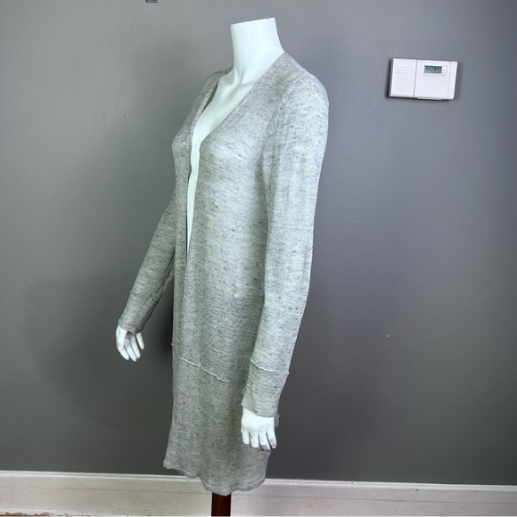 Eileen Fisher cardigan size small longline linen heather knit blue grey coastal - Picture 4 of 9